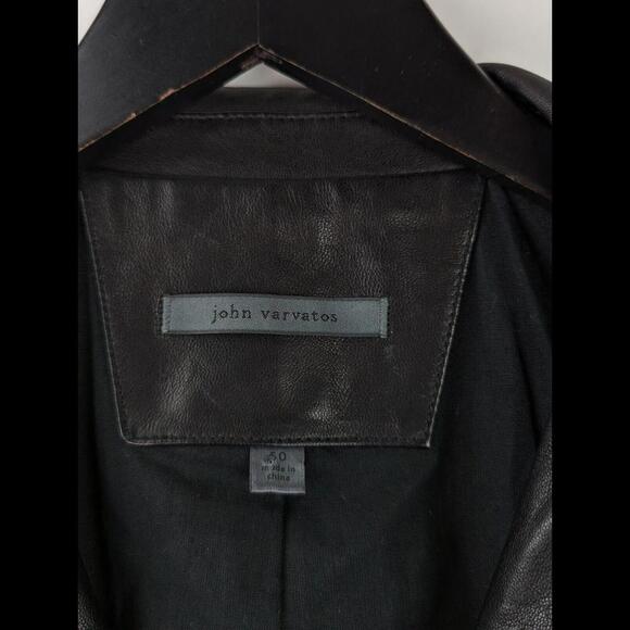 [SOLD] JOHN VARVATOS Men Sz US 40 IT 50 L Black Sheep Skin Leather Blazer Jacket - Picture 3 of 9